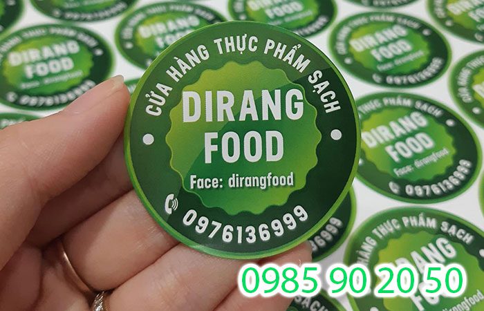 Mẫu tem dán lên hộp của cửa hàng thực phẩm Dirang Food