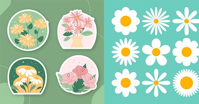 Top 10+ mẫu sticker hoa cúc vector thiết kế đẹp, chất