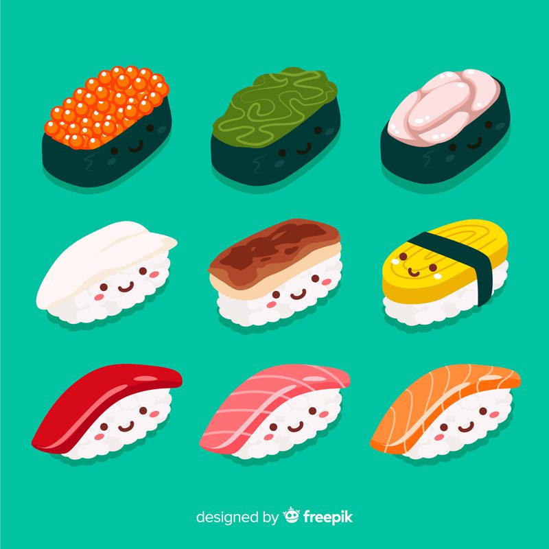 Ảnh sushi cuộn trên nền trắng | Thư viện stock vector đẹp miễn phí
