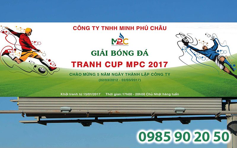 Mẫu băng rôn giải bóng đá tranh cup do công ty Minh Phú Châu tổ chức