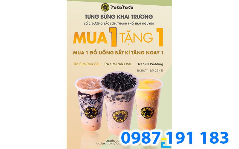 Mẫu băng rôn tưng bừng khai trương của thương hiệu trà sữa Toco Toco