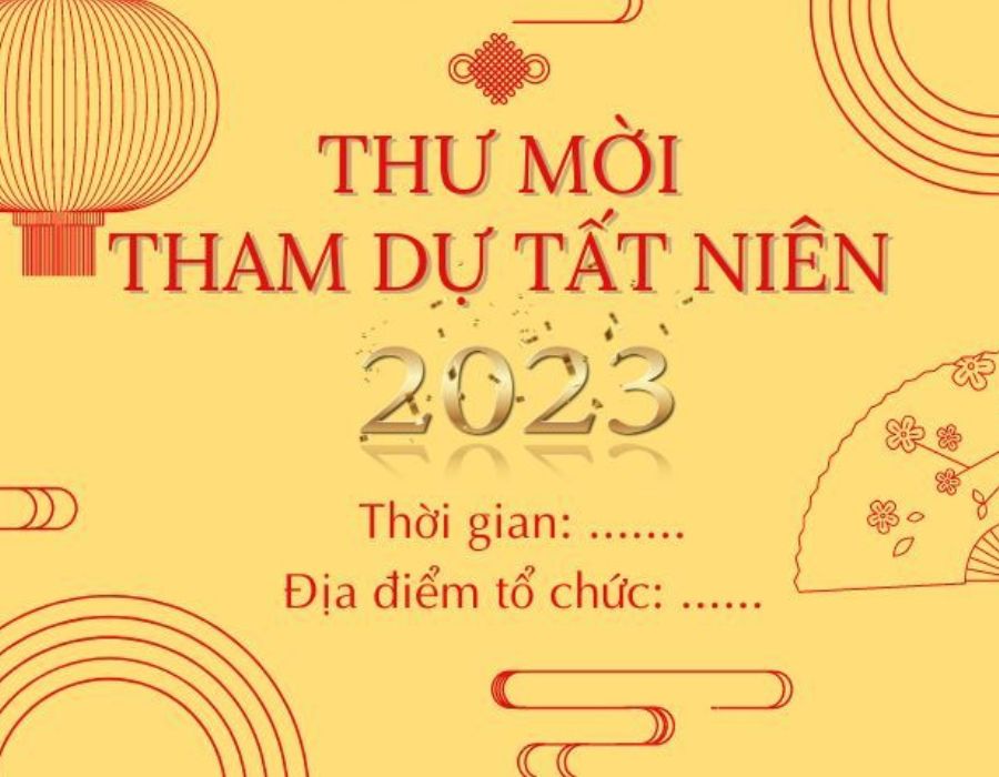 thiệp mời tất niên đơn giản 2023