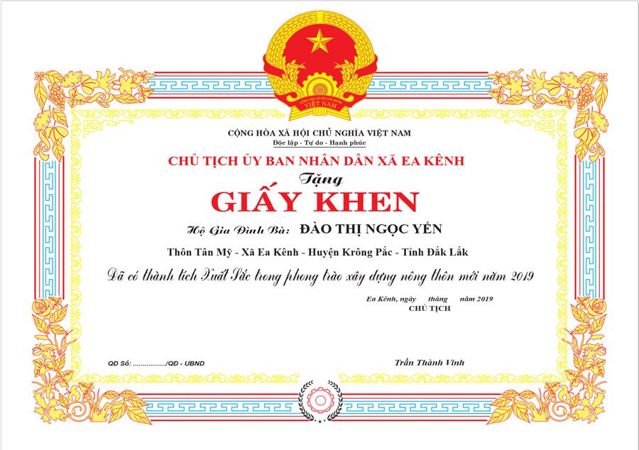 Top 20+ mẫu giấy khen tuyên dương cá nhân, tập thể đẹp Mẫu giấy khen đẹp mã 01