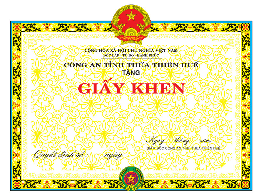 Top 20+ mẫu giấy khen tuyên dương cá nhân, tập thể đẹp Mẫu giấy khen đẹp mã 11