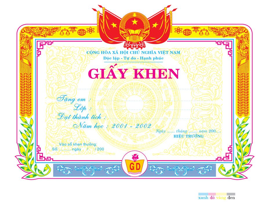 Top 20+ mẫu giấy khen tuyên dương cá nhân, tập thể đẹp Mẫu giấy khen đẹp mã 16