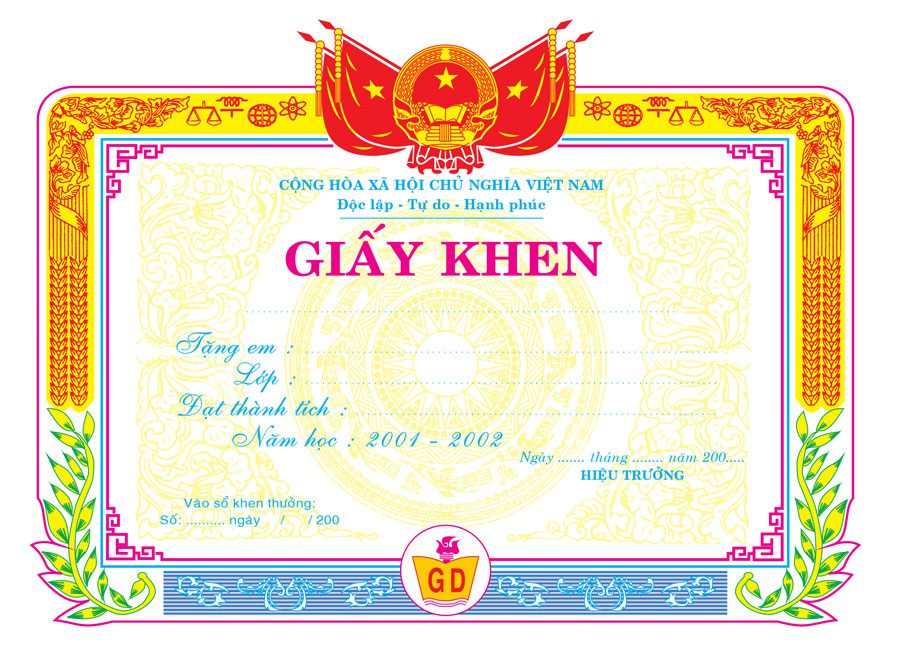 Top 20+ mẫu giấy khen tuyên dương cá nhân, tập thể đẹp Mẫu giấy khen đẹp mã 20