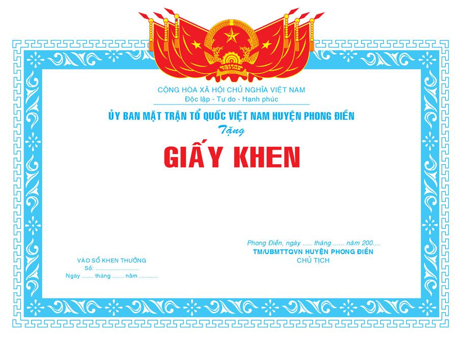 Top 20+ mẫu giấy khen tuyên dương cá nhân, tập thể đẹp Mẫu giấy khen đẹp mã 24