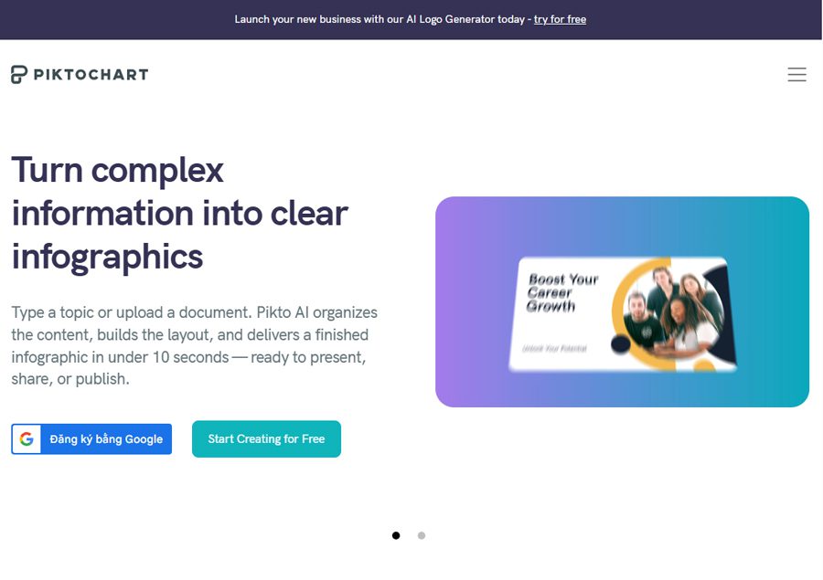 Top 8 phần mềm thiết kế băng rôn, banner online miễn phí PC Giao diện website Piktochart