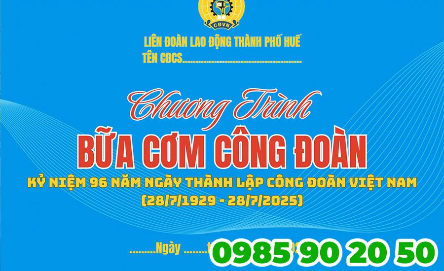 Top 5+ mẫu băng rôn bữa cơm Công đoàn đẹp, thiết kế đơn giản