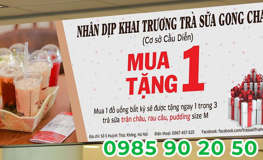 Mẫu băng rôn khai trương quán trà sữa 03