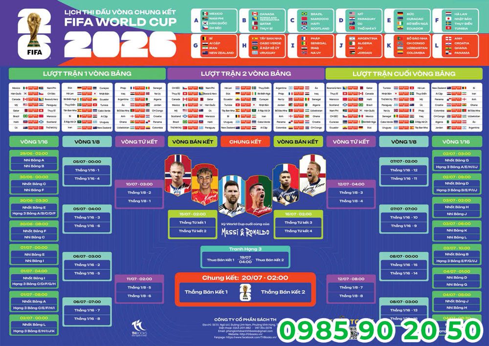 In lịch thi đấu World Cup 2026 đẹp, giá rẻ cho quán TPHCM Mẫu lịch thi đấu World Cup sẽ giúp thu hút khách xem bóng đá