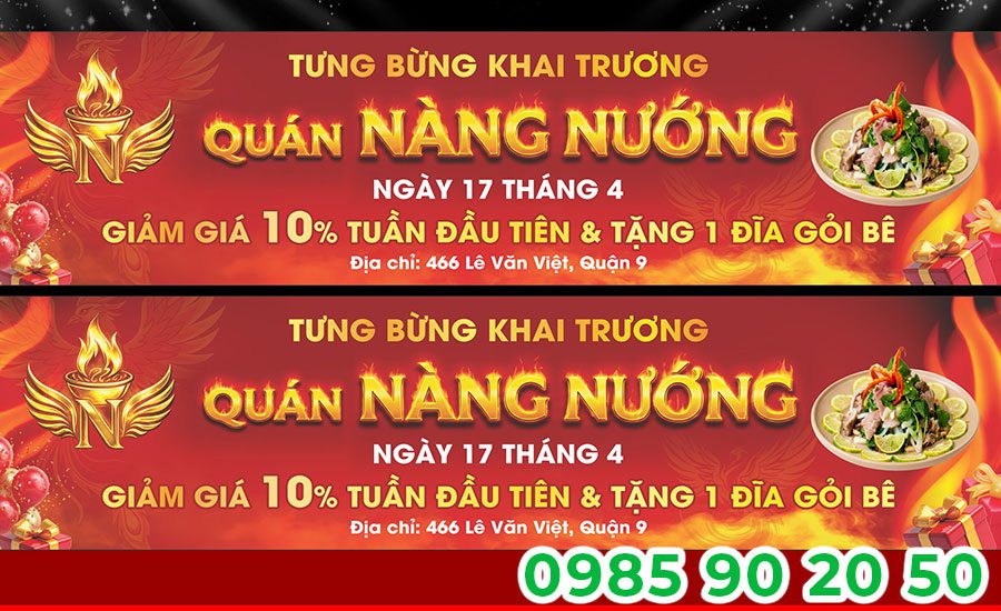 Mẫu băng rôn khai trương cửa hàng sẽ giúp thu hút khách ngày khai trương