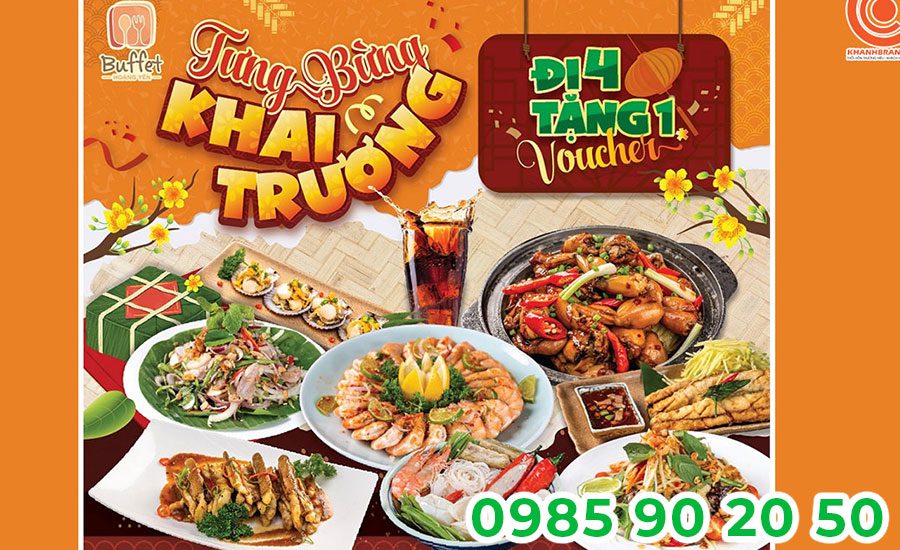 Trên băng rôn khai trương phải có các nội dung hấp dẫn để thu hút khách
