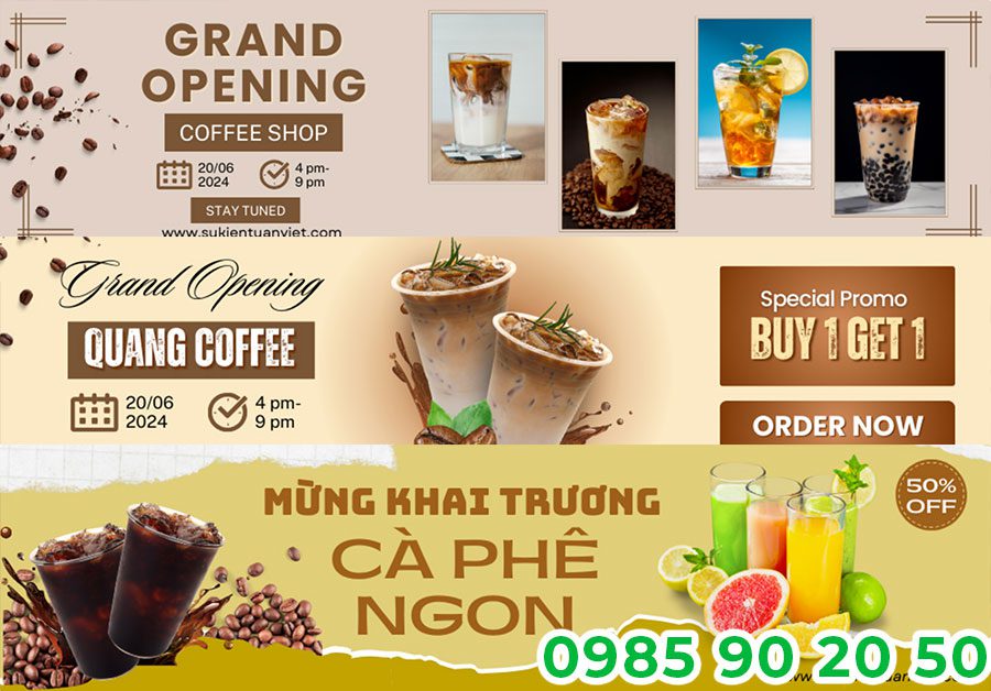 Mẫu băng rôn khai trương quán Cafe 09