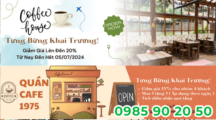 Mẫu băng rôn khai trương quán Cafe 11