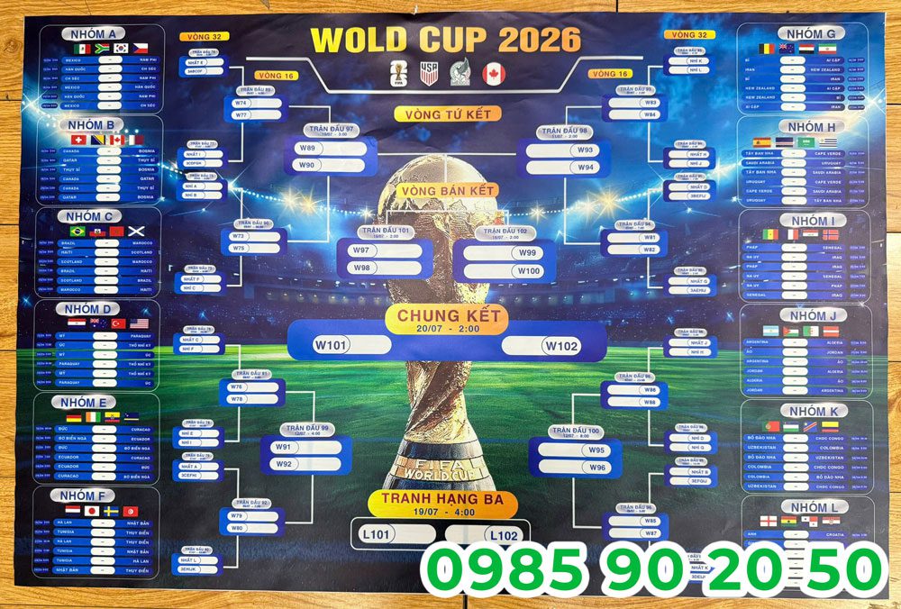 In lịch thi đấu World Cup 2026 đẹp, giá rẻ cho quán TPHCM Mẫu lịch bóng đá World Cup 05