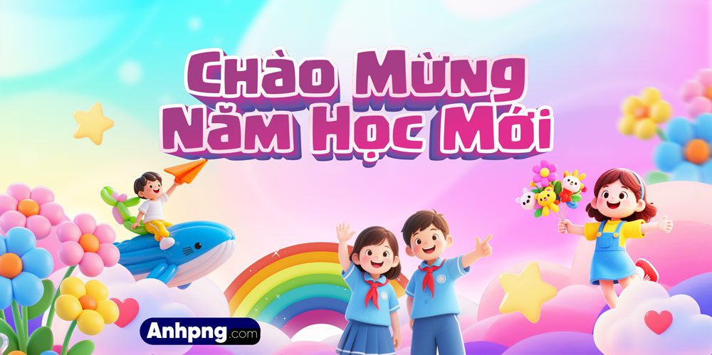 Mẫu backdrop khai giảng năm học mới 22