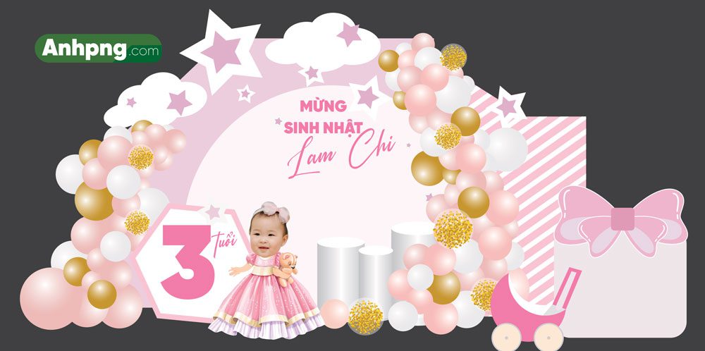 Top 10+ mẫu backdrop sinh nhật dành cho bé trai, bé gái đẹp Mẫu backdrop sinh nhật bé 14