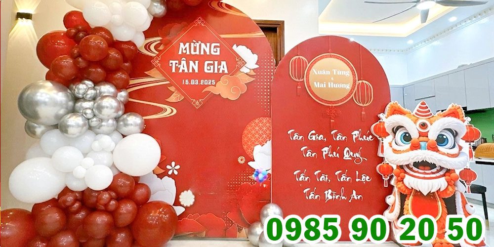 Top 10+ mẫu backdrop tân gia đẹp mừng gia chủ có nhà mới Mẫu backdrop tân gia 01
