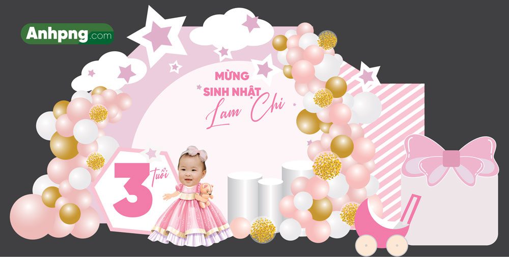 Mẫu backdrop thôi nôi bé 01